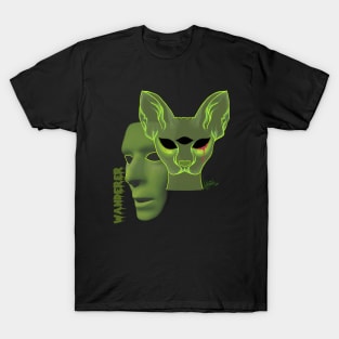 Creepy Sphynx Cat Drama Mask Horror Glowing Unique Edgy Punk Art T-Shirt